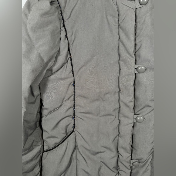 Fleet Street vintage winter down coat ruched long puffer L gray - Picture 5 of 15